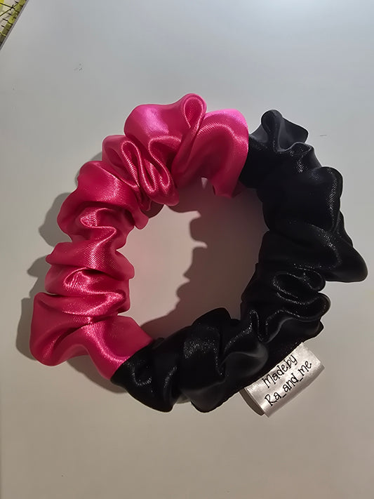 Black/Pink 2 tone scrunchies